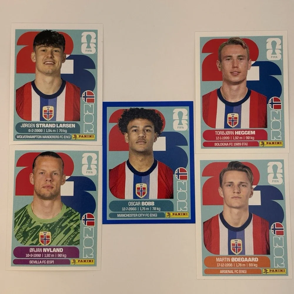 2026 Panini FIFA World Cup Norway Sticker Lot 5 Odegaard Bobb Larsen Heggem